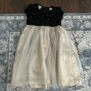 Blueberi Boulevard Black Dress with Gold Stars
